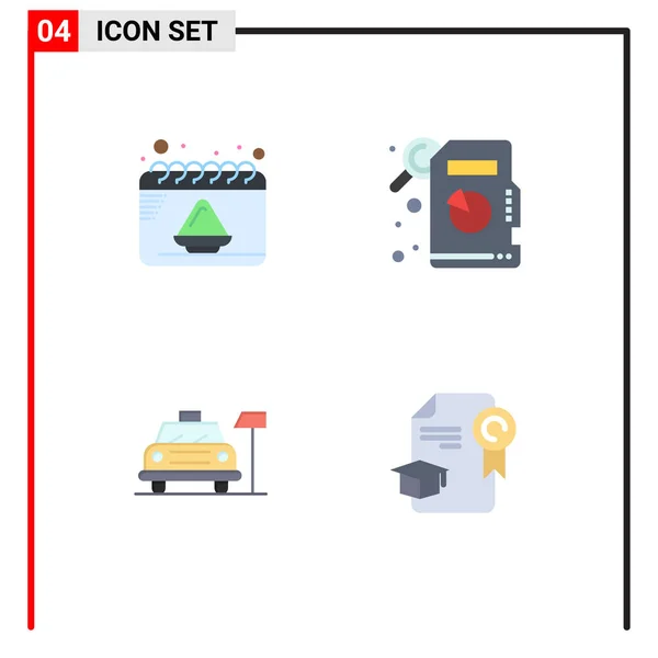 Ensemble Icônes Plates Modernes Pour Calendrier Service Fête Voiture Éducation — Image vectorielle