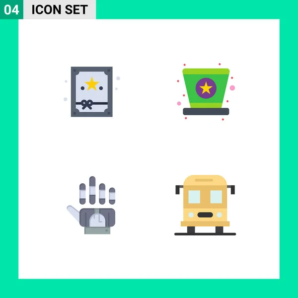 Modern Set Flat Icons Pictograph Gift Hand Carnival Star Bus — Vector de stock