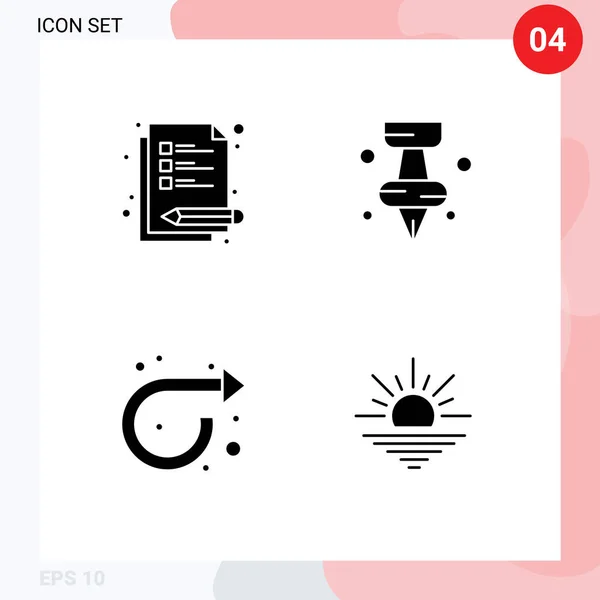 Modern Set Solid Glyphs Symbols Lecture Right Εκπαίδευση Βέλος Φως — Διανυσματικό Αρχείο