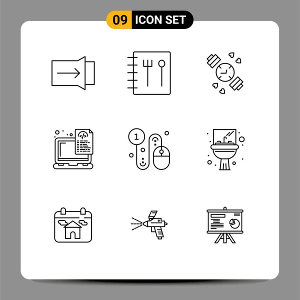 Universal Icon Symbols Group Modern Vázlatos Fizetési Kattintás Kattintson Eszköz — Stock Vector