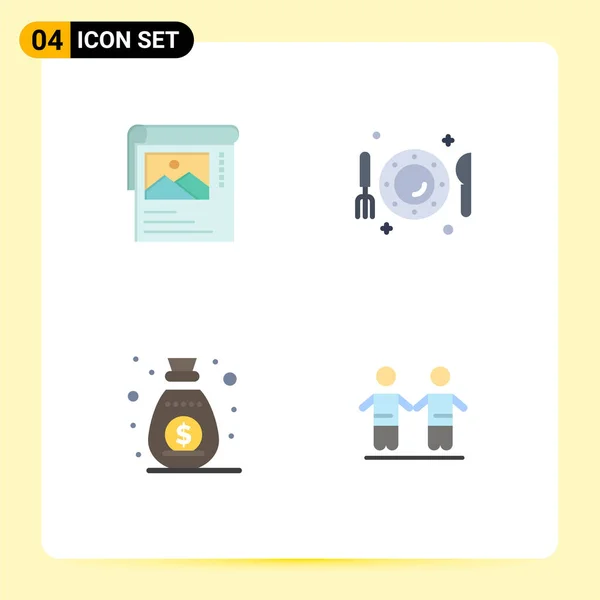 Mobile Interface Flat Icon Set Pictograms Cleander Income Brosher Dinner — Vector de stock