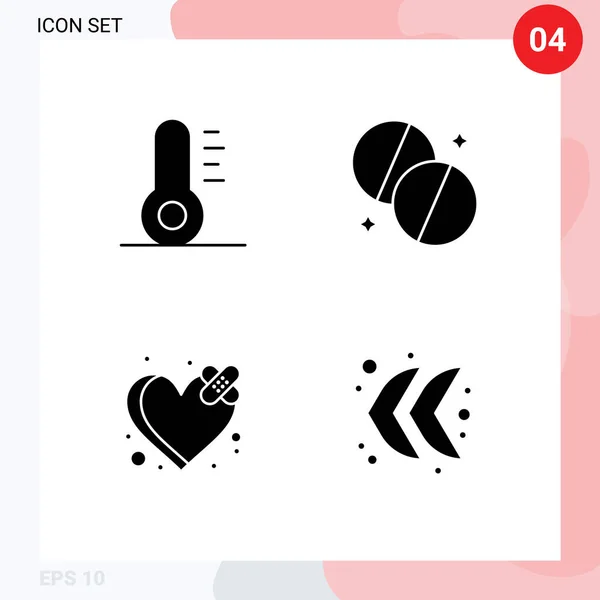 Modern Set Solid Glyphs Pictograph Christmas Heart Health Bandage Direction — Stock Vector