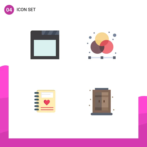 Set Commercial Flat Icons Pack App Love Creative Graphic Wedding — Vector de stock