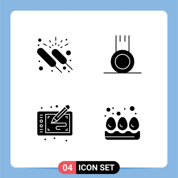 Set Icone Dell Interfaccia Utente Moderna Simboli Segni Celebrazione Grafica — Vettoriale Stock