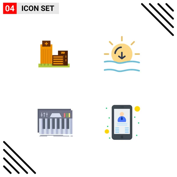 Benutzeroberfläche Flaches Icon Pack Moderner Zeichen Und Symbole Für Gebäude — Stockvektor