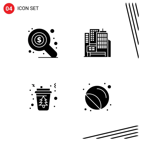 Solid Glyph Pack Van Universele Symbolen Van Markt Warm Architectuur — Stockvector