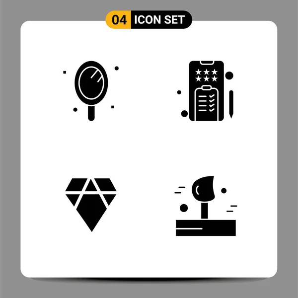 Solid Glyph Concept Websites Mobile Apps Beauty Coin Salon Notepad — Stock Vector