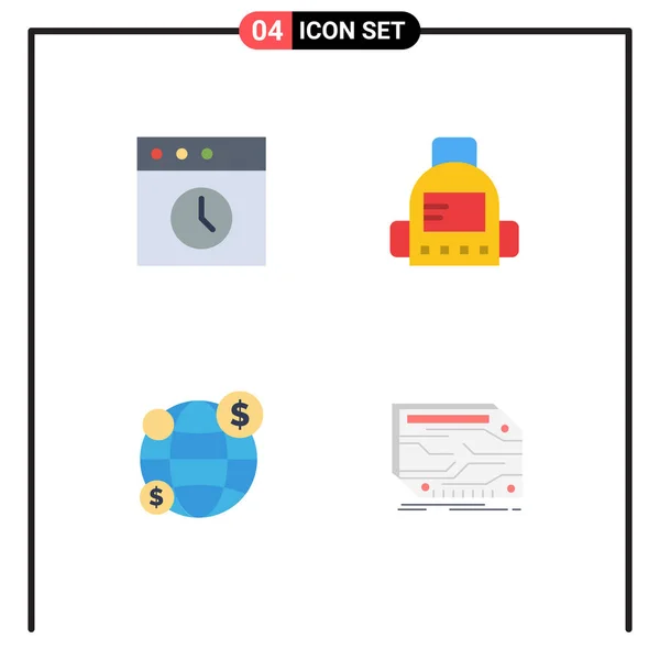 Flat Icon Pack Symboles Universels Application Carte Sac Global Personnalisé — Image vectorielle