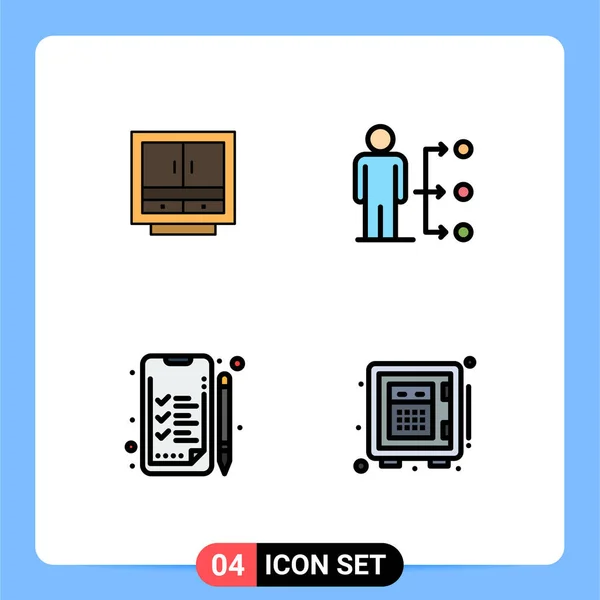 用于橱柜 男性可编辑向量设计元素的4行符号和符号的存储向量包 — 图库矢量图片