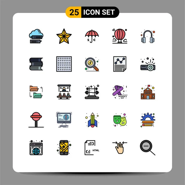Stock Icône Vectorielle Paquet Signes Symboles Ligne Pour Montagne Ballon — Image vectorielle