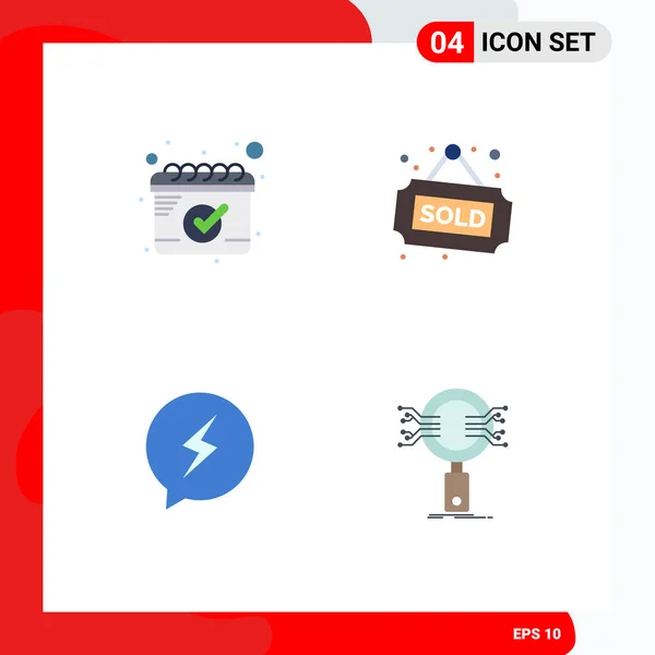 Thematic Vector Flat Icons Editable Sysymbols Calendar Chating Tag Sold — Archivo Imágenes Vectoriales