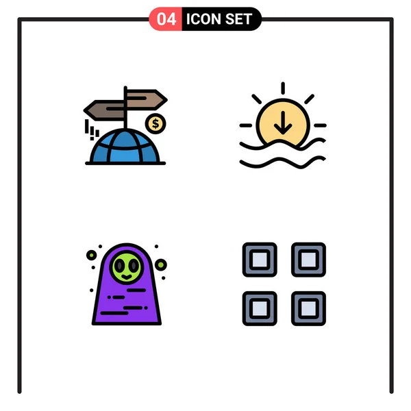 Set Modern Icons Sysymbols Signs Advertising Halloween Costume Marketing Weather — Archivo Imágenes Vectoriales