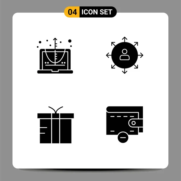 Pictogram Set Van Eenvoudige Solid Glyphs Van Berekening Persoon Vergelijking — Stockvector