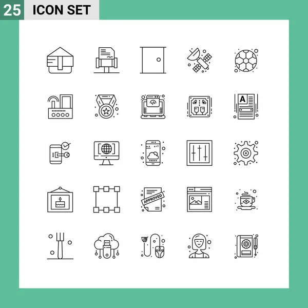 Set Modern Icons Sysymbols Signs Soccer Ball Gate Science Artificial — Vector de stock