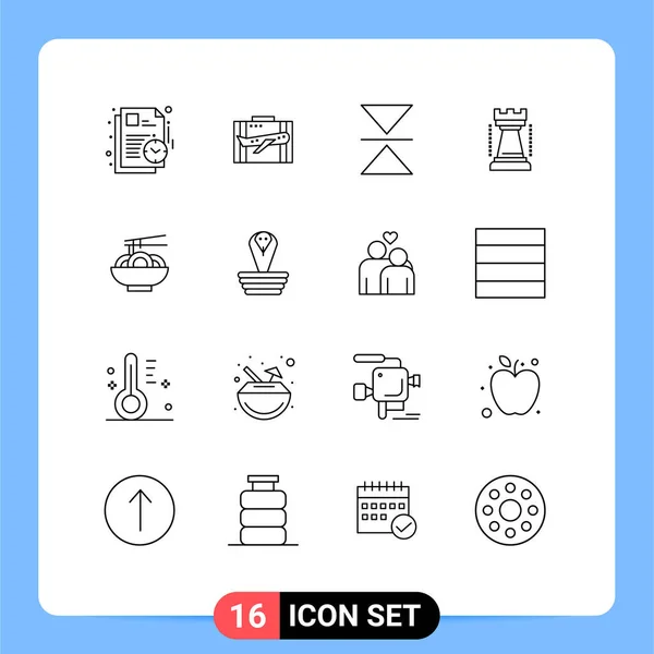 Conjunto Icones Modernos Símbolos Sinais Para Esportes Jogos Bagagem Entretenimento — Vetor de Stock