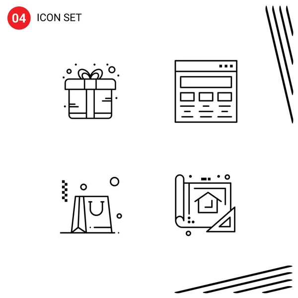 四套现代平面彩色标志及网页印刷媒体的符号 如盒子 平面设计 购物广场设计元素等 — 图库矢量图片