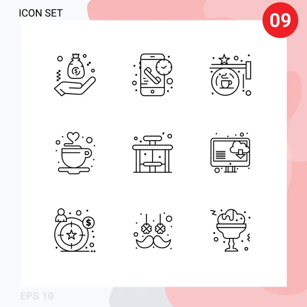 Set Modern Icons Symbols Signs Love Coffee Receiver Sign Hanging — Stock Vector