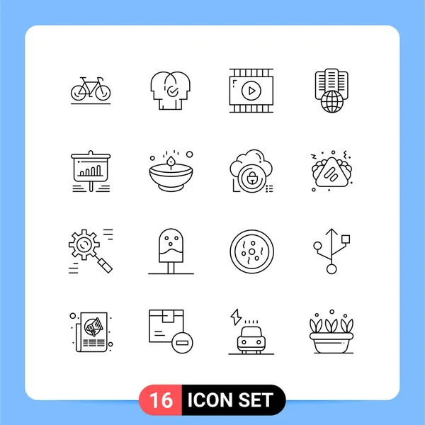 Universal Icon Symbols Group Modern Outlines Präsentation Proxy Selektion Internet — Stockvektor