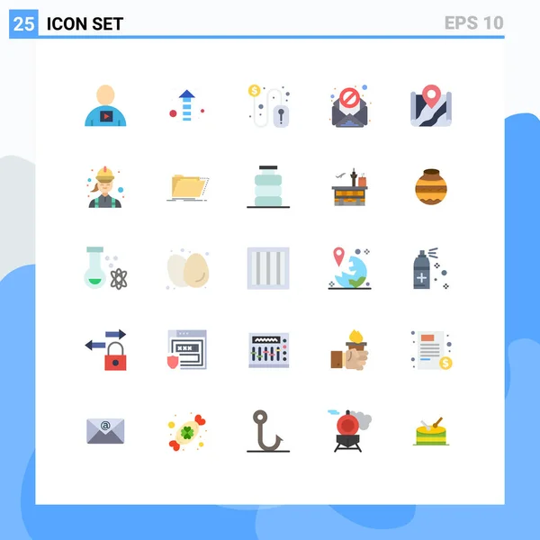 Universal Icon Symbols Group Modern Flat Colors Location Map Click — Stockvektor