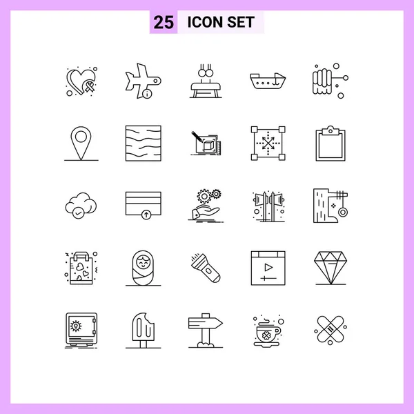 Set Modern Icons Sysymbols Signs Food Motor Transportation Boat Rings — Vector de stock