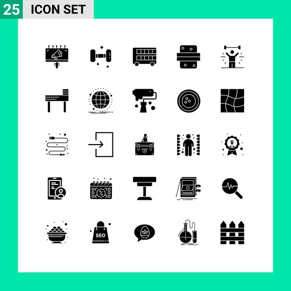 Stock Vector Icon Pack Mit Zeilenzeichen Und Symbolen Für Essen — Stockvektor