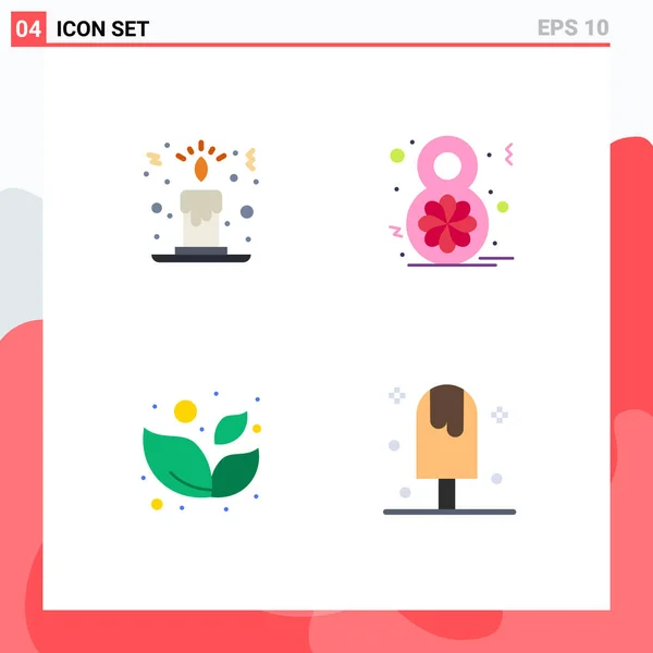 Set Vector Flat Icons Grid Candle Wellness Leaf Eight Celebrate — Vector de stock