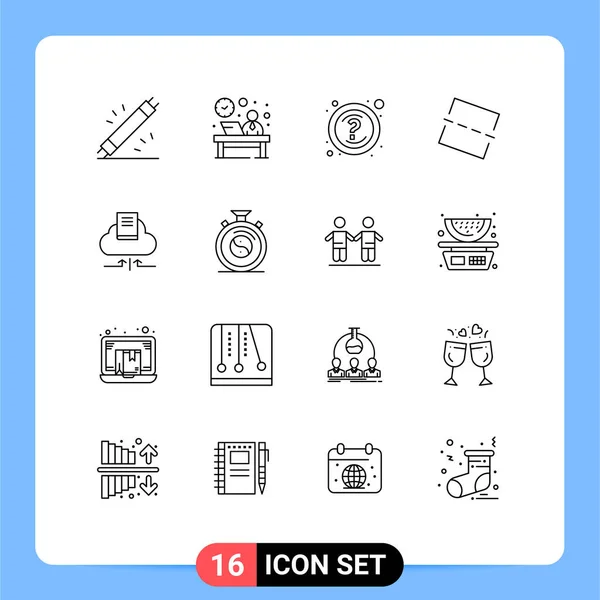 質問などのWebプリントメディアのための16の現代的なアウトライン記号と記号のパック編集可能なベクトルデザイン要素 — ストックベクタ