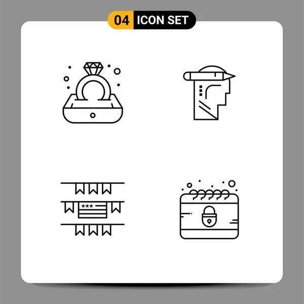 User Interface Line Pack Modern Signs Symbols Diamond Party Decoration — Vetor de Stock