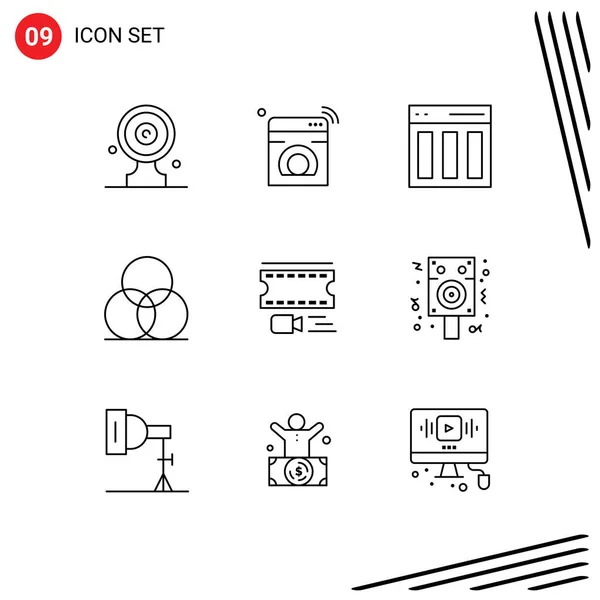 Vector Stock Icon Pack Líneas Señales Símbolos Para Rueda Color — Archivo Imágenes Vectoriales
