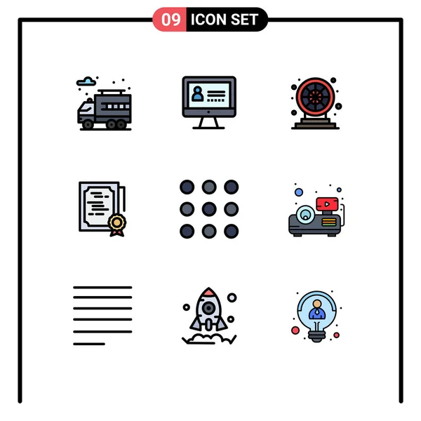 Creative Icons Modern Jelek Szimbólumok Számok Hívás Játék Diploma Jel — Stock Vector