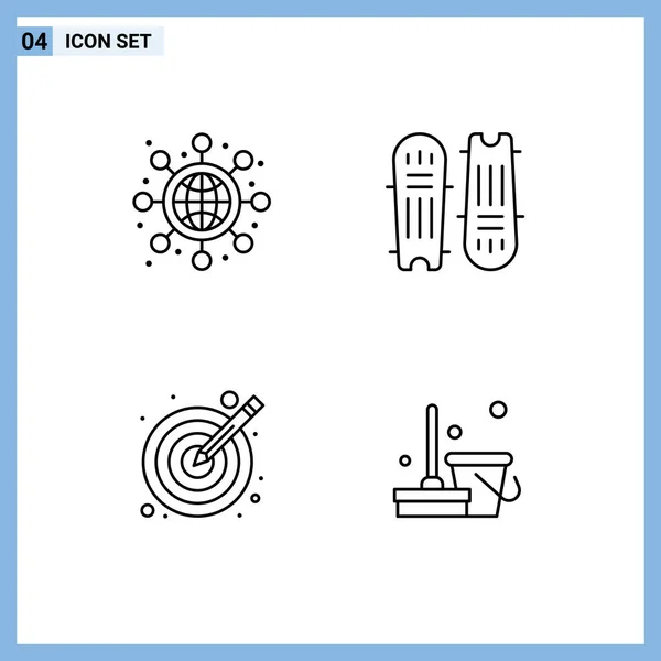 Stock Vector Icon Pack Znaki Symbole Linii Dla Globalnych Ilustracja — Wektor stockowy