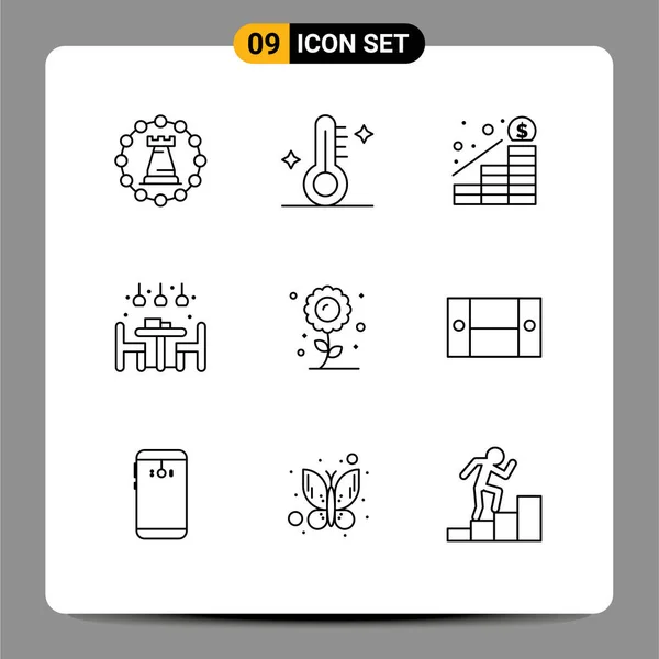 9农耕 货币可编辑矢量设计元素的现代符号和符号用户界面概述包 — 图库矢量图片