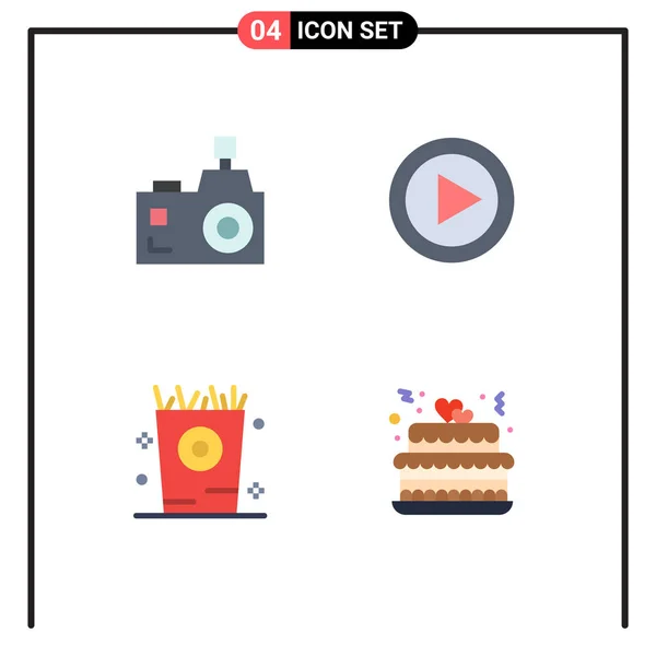 Universal Flat Icons Set Web Mobile Applications Camera Player Fotógrafo —  Vetores de Stock