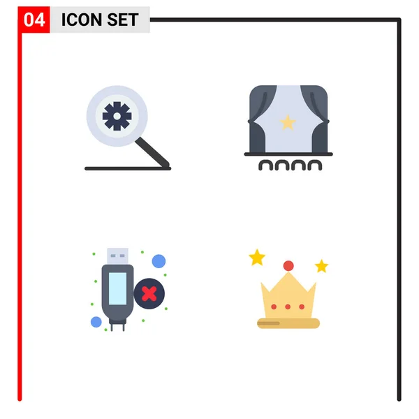 Flat Icon Pack Símbolos Universais Controle Hdmi Audiência Filme Premiação — Vetor de Stock