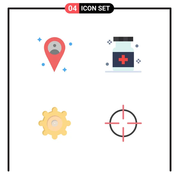 User Interface Pack Basic Flat Icons Location Gear Care Medical — Stockový vektor