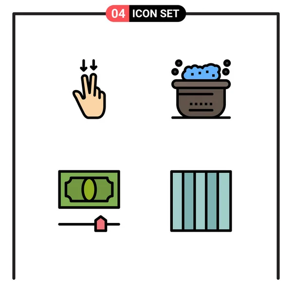 Pack Couleurs Plates Filledline Modernes Signes Symboles Pour Supports Impression — Image vectorielle