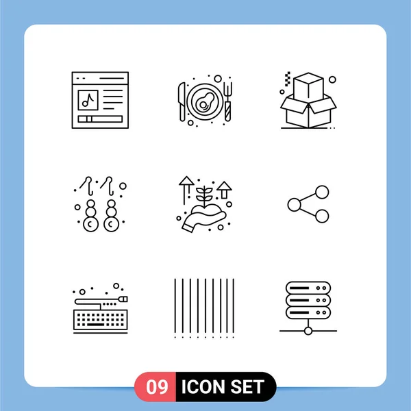 Stock Vector Icon Pack Mit Zeilenzeichen Und Symbolen Für Hand — Stockvektor