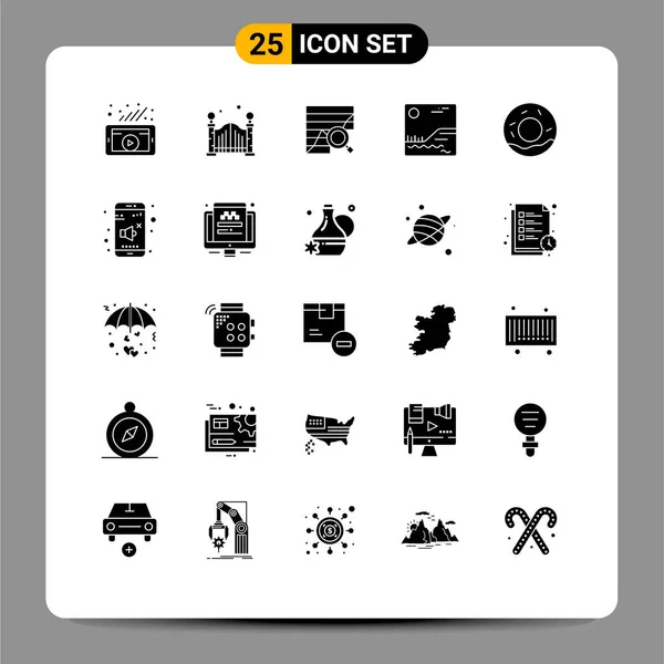 Set Commercial Solid Glyphs Pack Donuts Canada Analytic Picture Graph — стоковый вектор