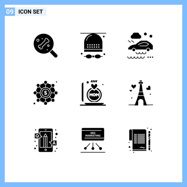 Universal Icon Symbols Group Modern Solid Glyphs Gift Funding Bad — Vetor de Stock