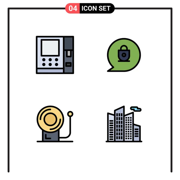 Universal Icon Symbols Group Modern Filledline Flat Colors Atm Building — Vetor de Stock