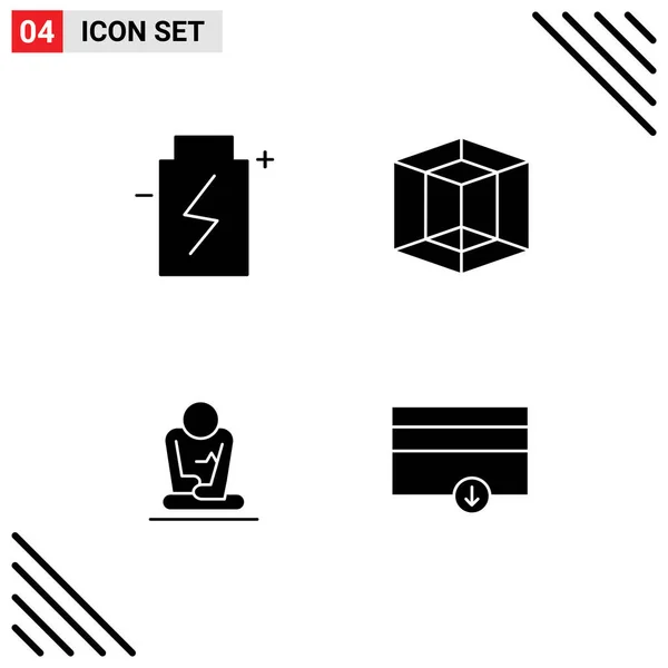 Stock Vector Icon Pack Line Segni Simboli Batteria Meditazione Energia — Vettoriale Stock