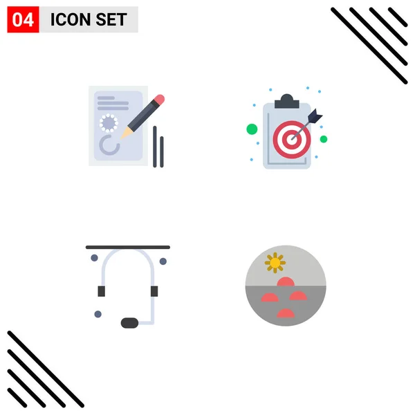 Editable Vector Line Pack Simple Flat Icons Edit Target Design — Vector de stock