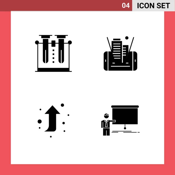 Universal Solid Glyph Signs Symbole Der Chemie Pfeil Test Zelle — Stockvektor