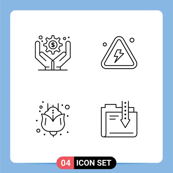 Stock Vector Icon Pack Line Signs Symbols Business Administration Present — Stockový vektor
