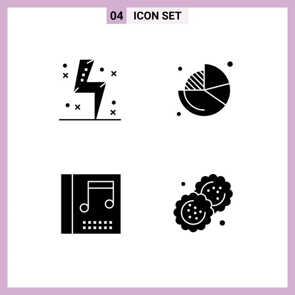Set Modern Icons Sysymbols Signs Battery Album Energy Chart Music — Vector de stock