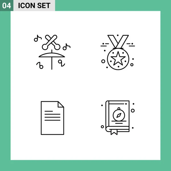 4ユーザーインターフェイスラインドラム データ メダル コンパスの現代的な記号とシンボルのパック編集可能なベクトルデザイン要素 — ストックベクタ