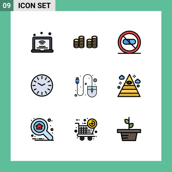 Mobile Interface Filledline Flat Color Set Pictograms Hardware Cleaning Care — Vector de stock