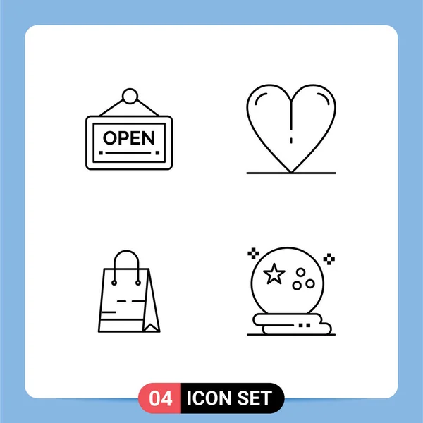 Icône Vectorielle Stock Pack Signes Symboles Ligne Pour Open Marché — Image vectorielle