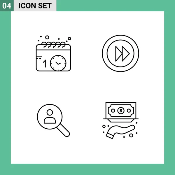 Vector Icon Pack Line Signs Symbols Calendar Find Watch Multimedia — 스톡 벡터