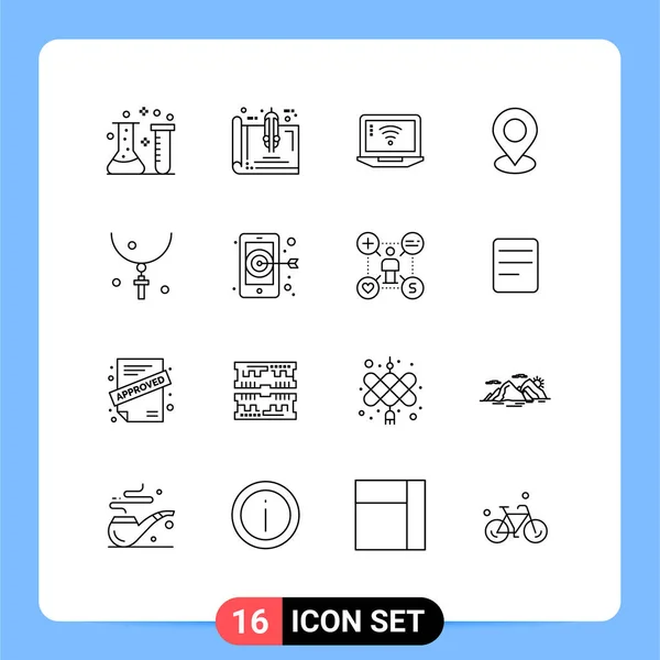 Universal Icon Symbols Gruppe Von Modernen Umrissen Von Pin Karte — Stockvektor